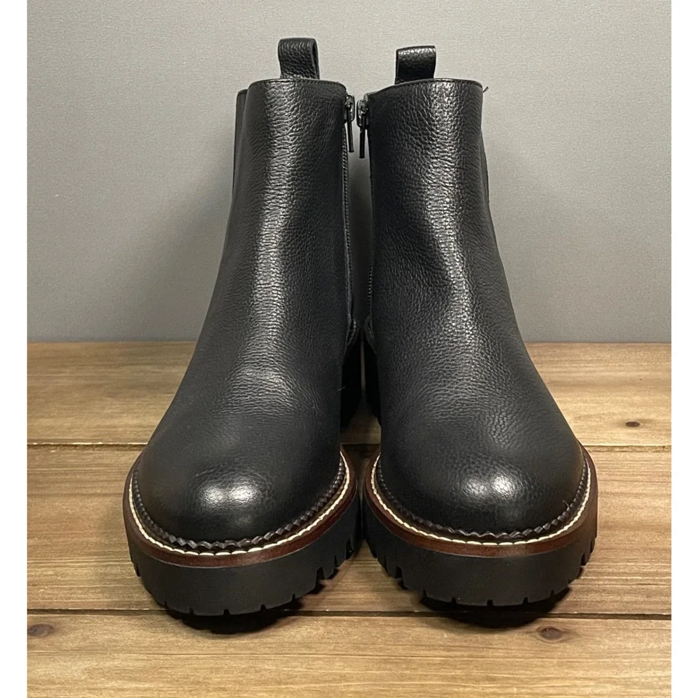 Nordstrom Women's Miller 2 Water Resistant Boots Size 7.5 Black Leather Lug Sole - Picture 3 of 16